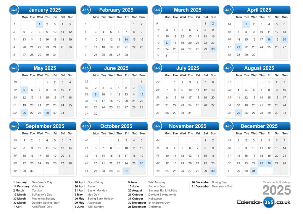 Calendar 2025 Pertaining To Uk Calendar 2025 With Bank Holidays Printable