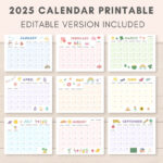 Calendar 2025, Printable Calendar, 2025 Calendar, Monthly Calendar Inside Fillable Calendar 2025 Printable