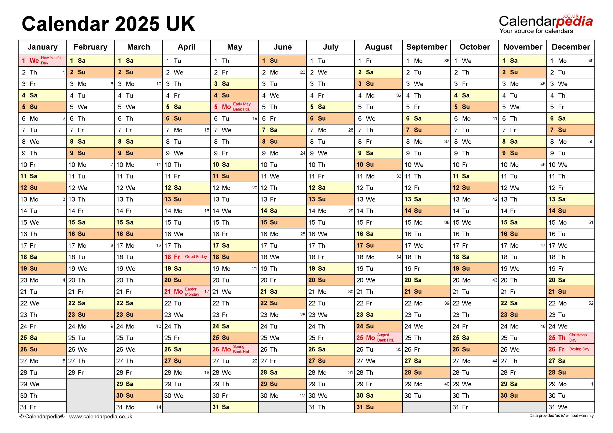 Calendar 2025 (Uk) - Free Printable Pdf Templates inside 2025 Wall Calendar Printable Free