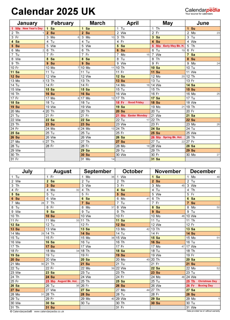 Calendar 2025 (Uk)   Free Printable Pdf Templates Inside 6 Month Calendar 2025 Printable Free