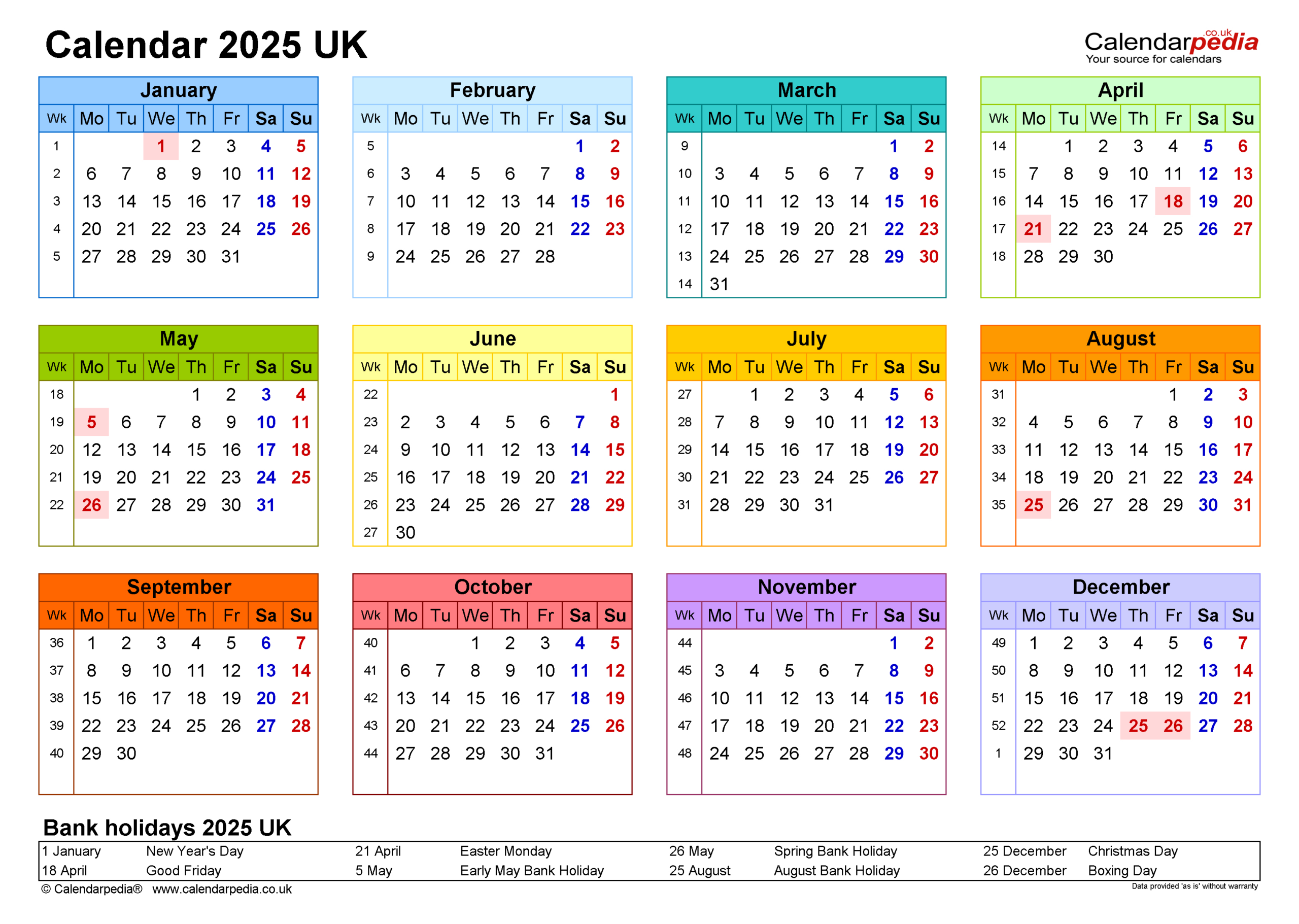 Calendar 2025 (Uk) - Free Printable Pdf Templates intended for 2025 Calendar Landscape Printable