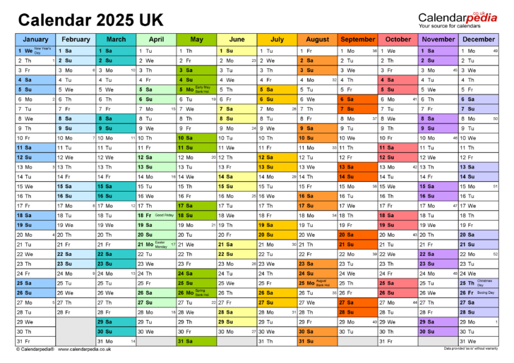 2025 Calendar with Bank Holidays Printable Free