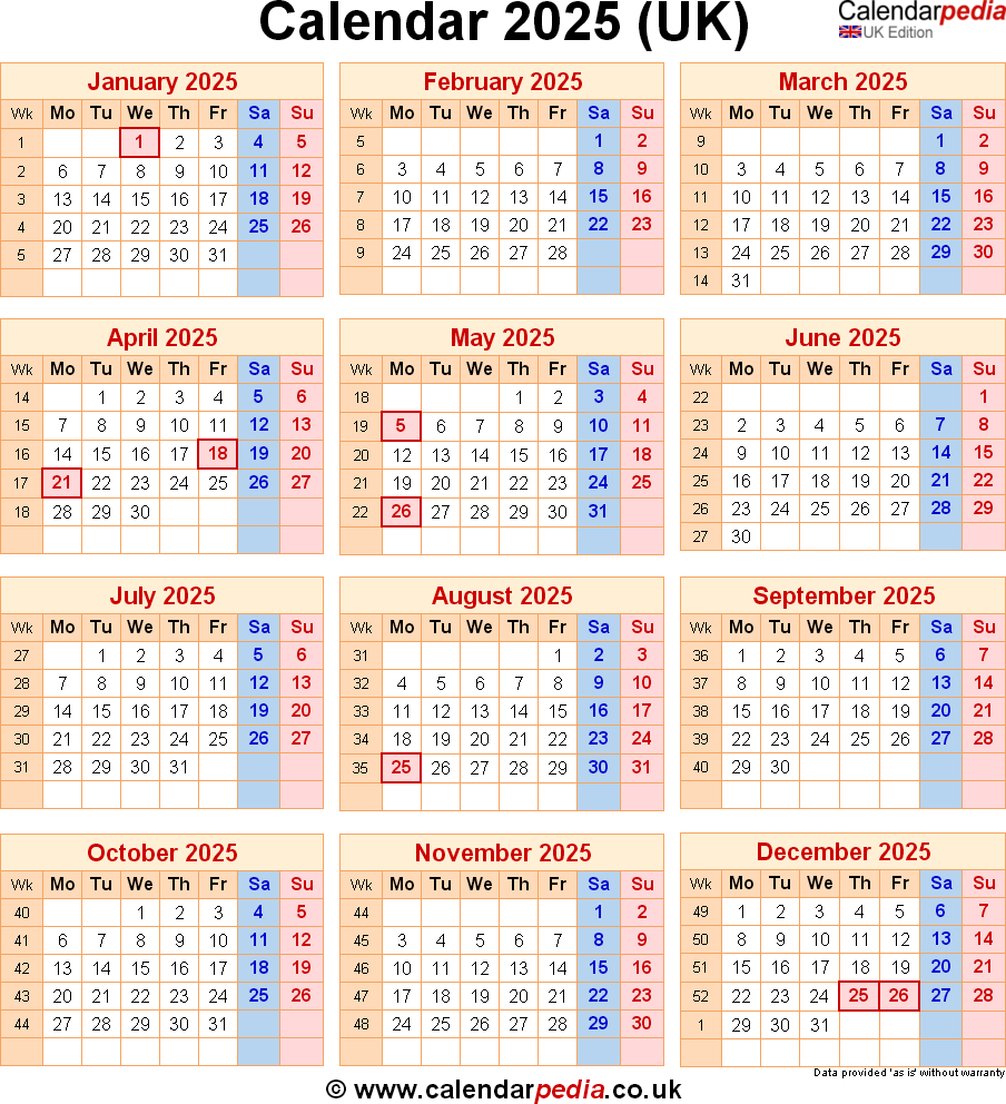 Calendar 2025 Uk With Bank Holidays &amp;amp; Excel/Pdf/Word Templates with 2025 Calendar With Bank Holidays Printable