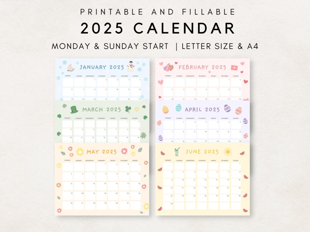 Cute 2025 Calendar Printable, Monthly Calendar 2025, 2025 Planner For Cute 2025 Printable Calendar