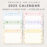 Cute 2025 Calendar Printable, Monthly Calendar 2025, 2025 Planner Regarding 2025 Monthly Calendar Printable Cute