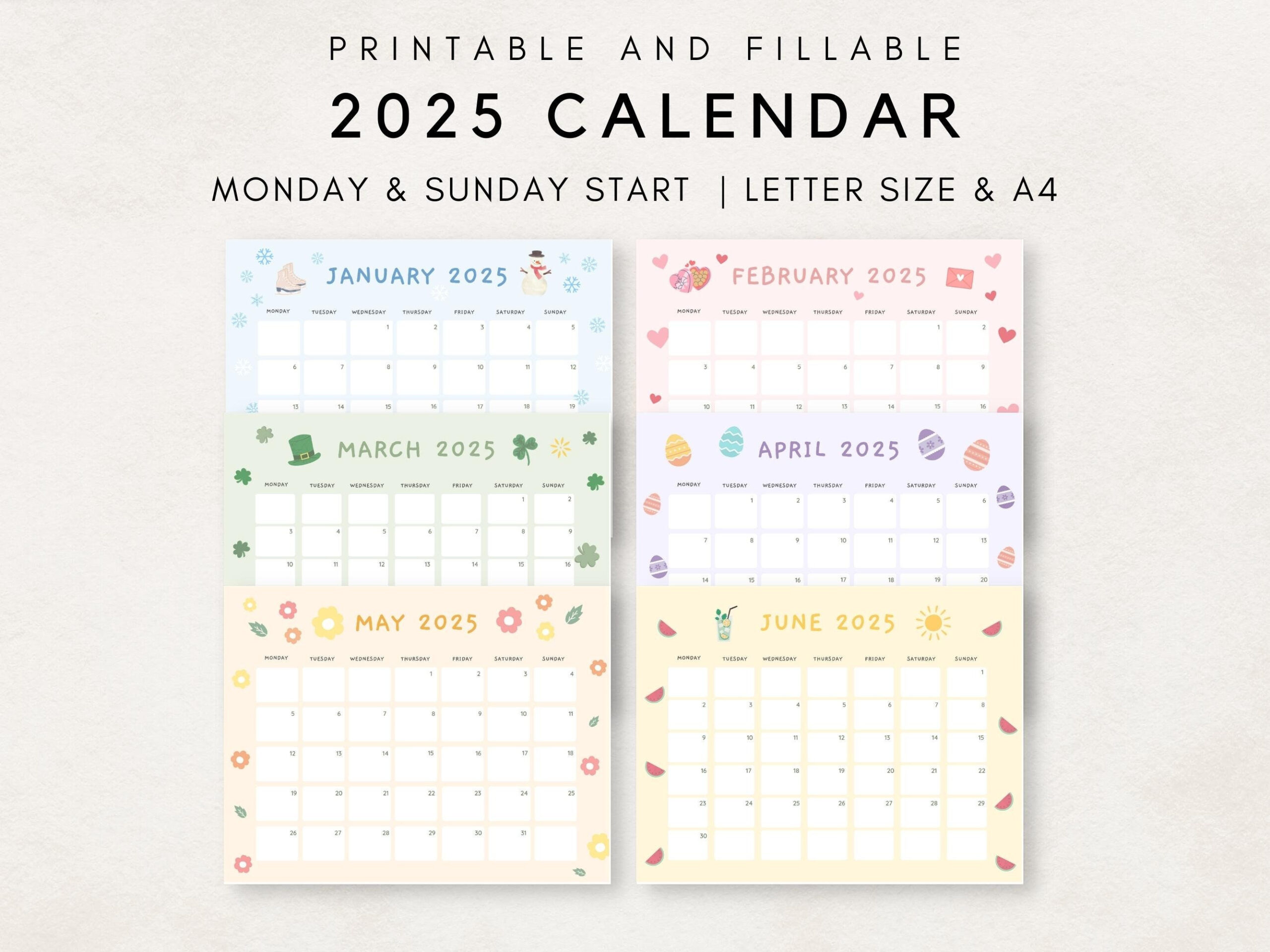 Cute 2025 Calendar Printable, Monthly Calendar 2025, 2025 Planner regarding 2025 Monthly Calendar Printable Cute