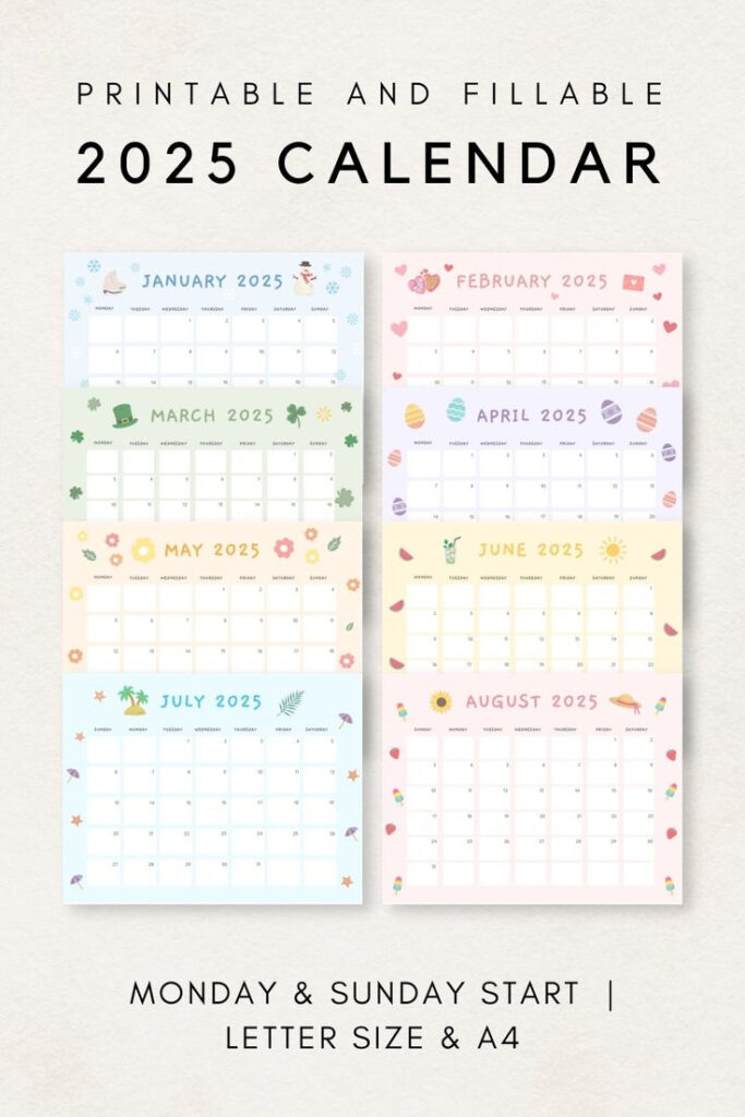 Cute 2025 Calendar Printable, Monthly Calendar 2025, Monthly Pertaining To Aesthetic 2025 Calendar Printable