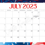 Cute 2025 Free Printable Monthly Calendars   Cassie Smallwood In Free Printable July 2025 Calendar With Holidays