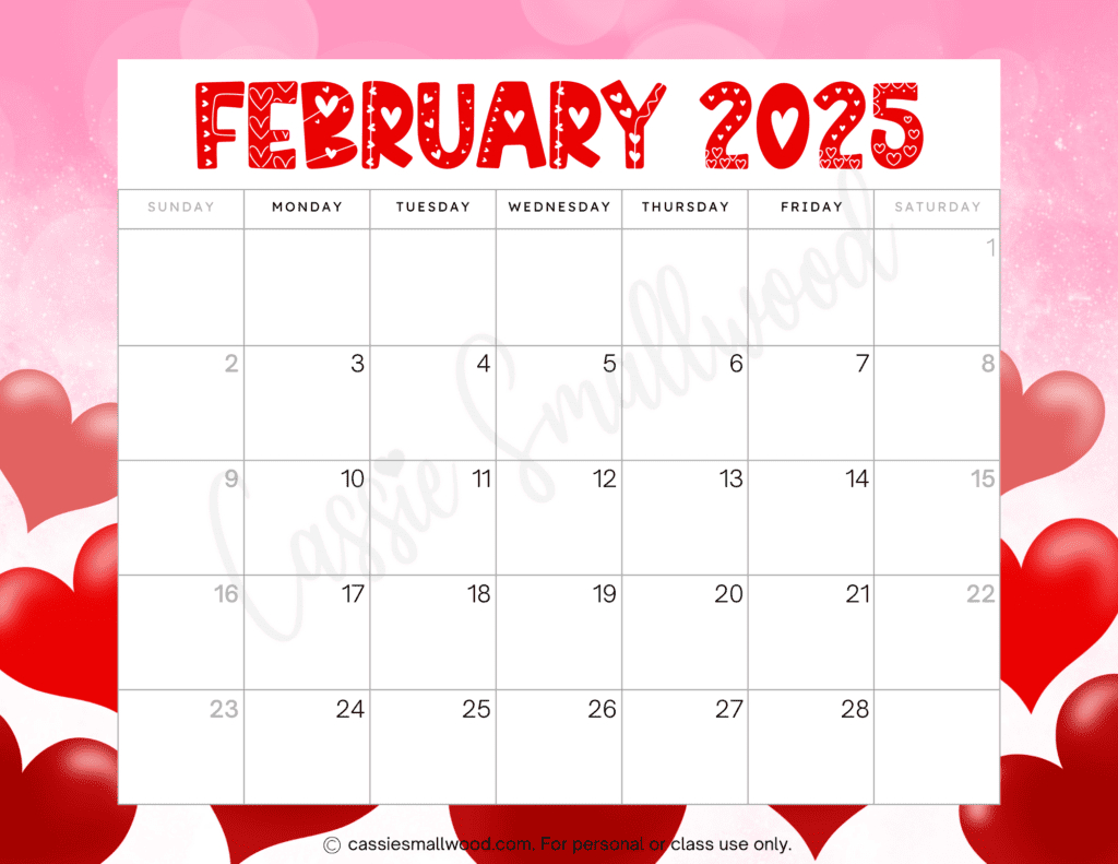 Cute 2025 Free Printable Monthly Calendars - Cassie Smallwood inside Cute Monthly Calendar Printable 2025