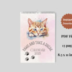 Cute Cat Calendar 2025, Cats Monthly Calendar, Adorable Printable Pertaining To Free Printable Cat Calendar 2025