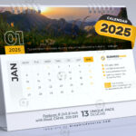 Desk Calendar 2025 Template Design Vol.01 (Adobe Illustrator Inside Desk Calendar 2025 Printable