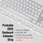 Desktop Calendar Strip, 2025 Mini Calendar, Printable Keyboard Pertaining To 2025 Printable Calendar Strip