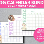 Dog Calendar Bundle 2023 2024 2025, Printable Blank Monthly Within Free Printable Dog Calendar 2025