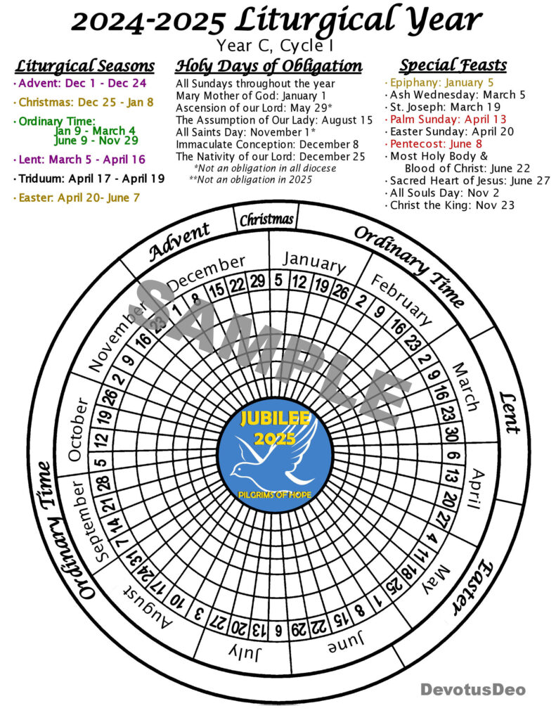 Druckbarer Liturgischer Kalender 2025, Herunterladbares Throughout 2025 Liturgical Calendar Printable