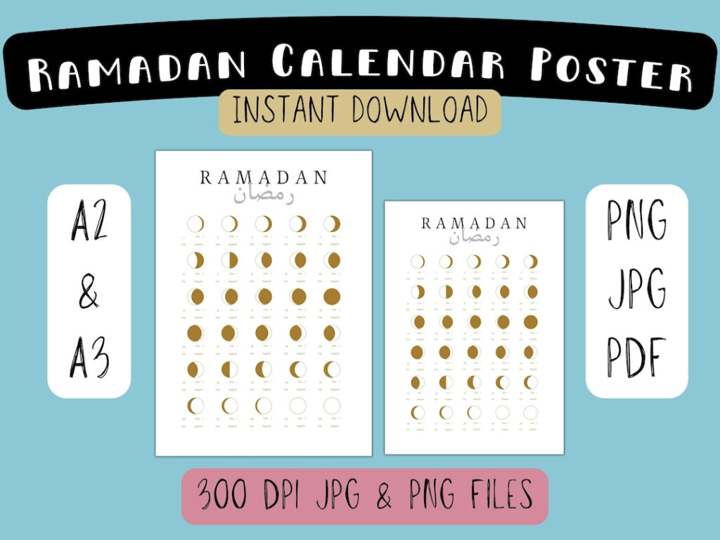 Druckbares Ramadan 2025 Kalender Islamisches Wandposter A2 / A3 Jpg Png Pdf    Etsy.de In Printable Ramadan Calendar 2025