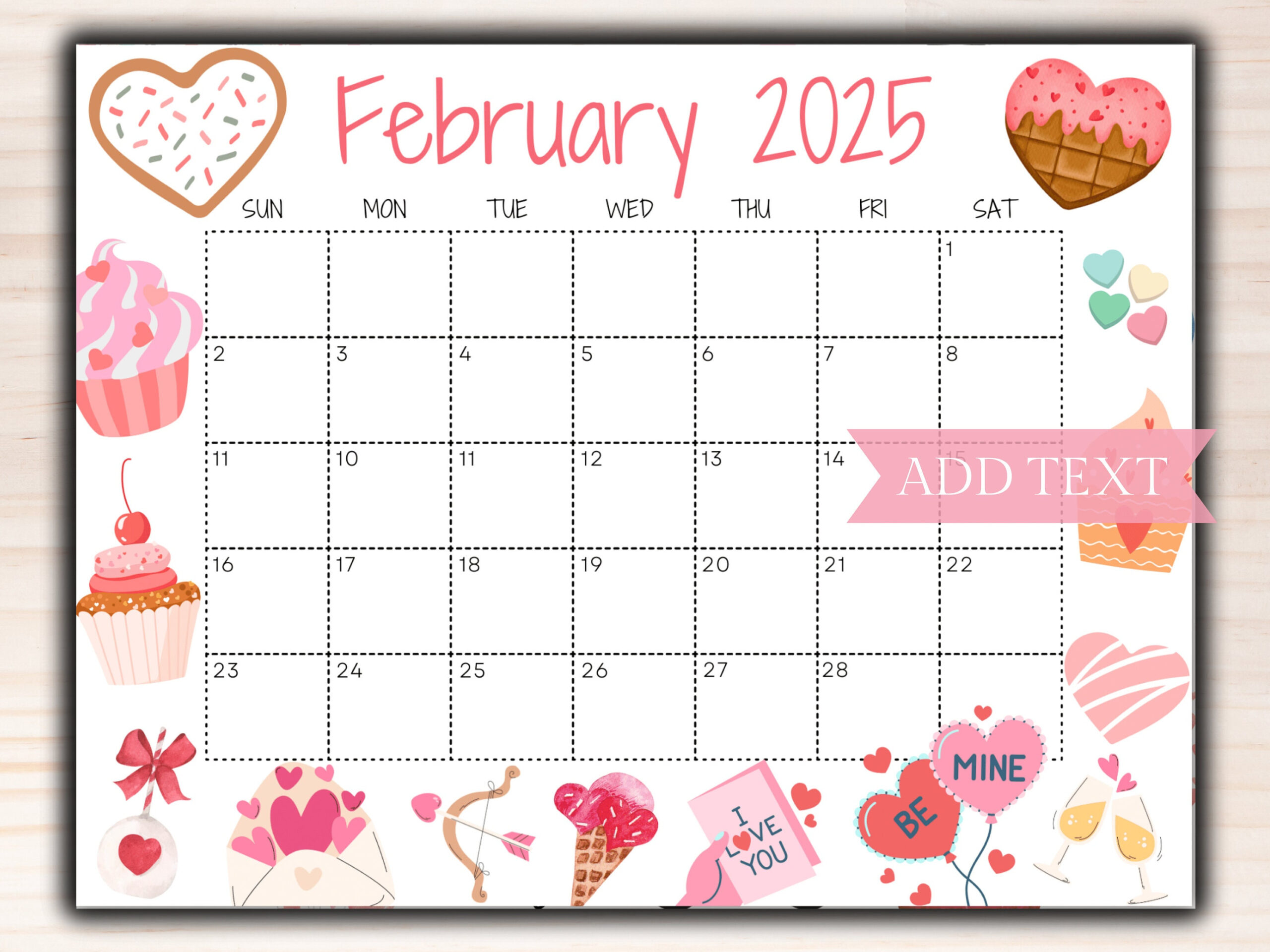 Editable February Calendar 2025, Printable Calendar 2025, Cute regarding Cute February 2025 Calendar Printable