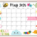 Editable May 2025 Calendar, Printable Calendar 2025, Cute Spring Within Cute May 2025 Calendar Printable