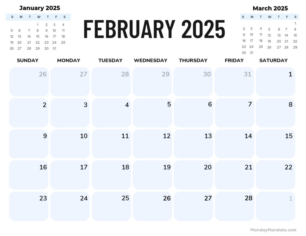 February 2025 Calendar (52 Free Pdf Printables) Inside Printable February And March 2025 Calendar