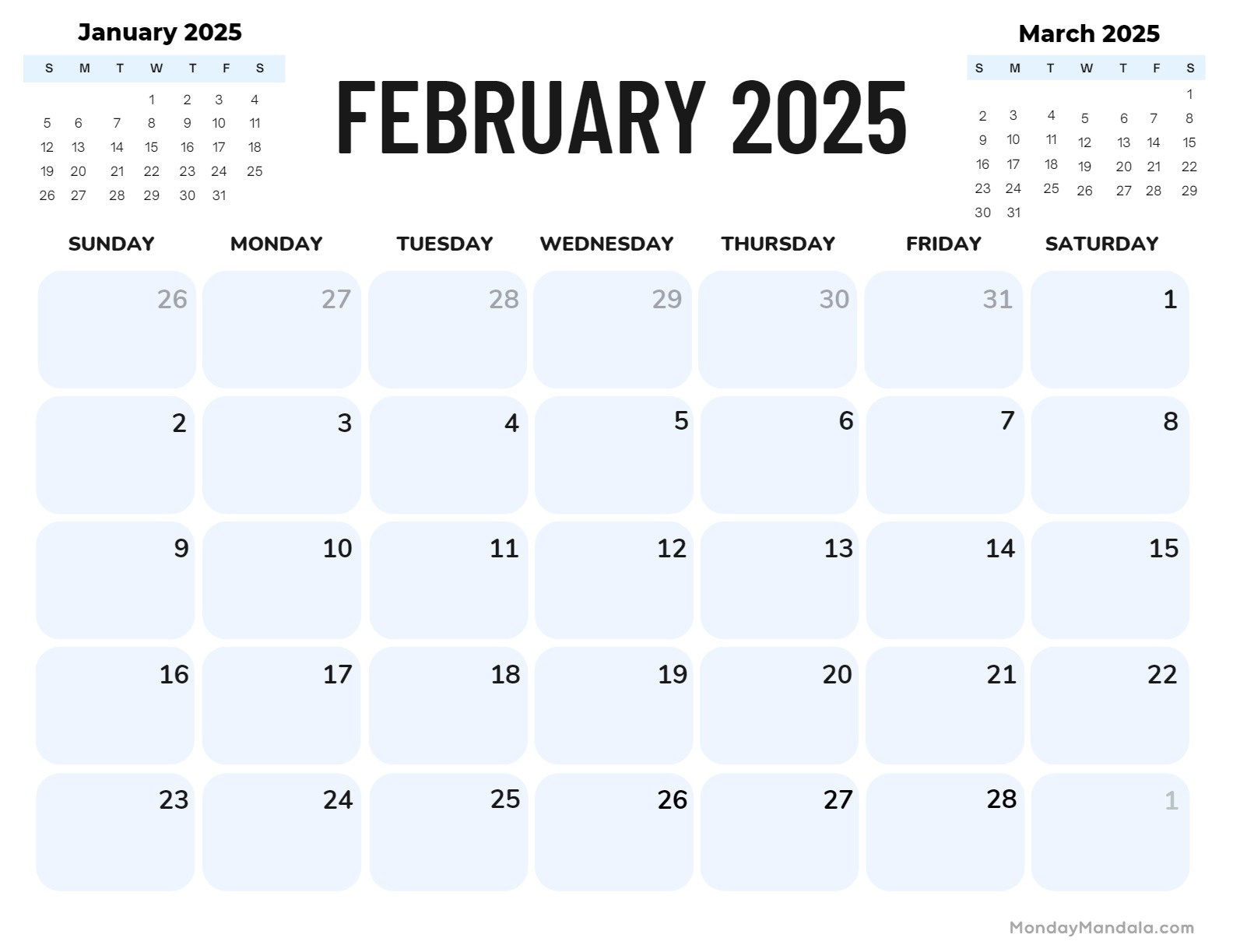 February 2025 Calendar (52 Free Pdf Printables) inside Printable February And March 2025 Calendar