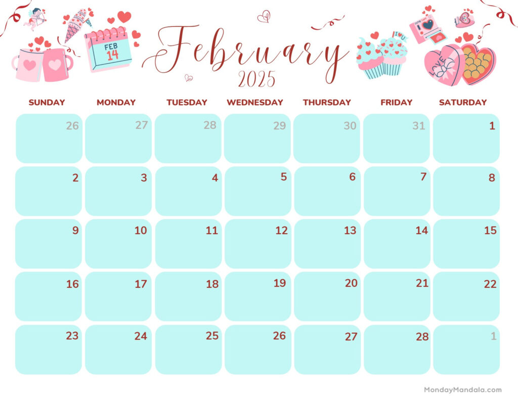 February 2025 Calendar (52 Free Pdf Printables) With Cute February 2025 Calendar Printable