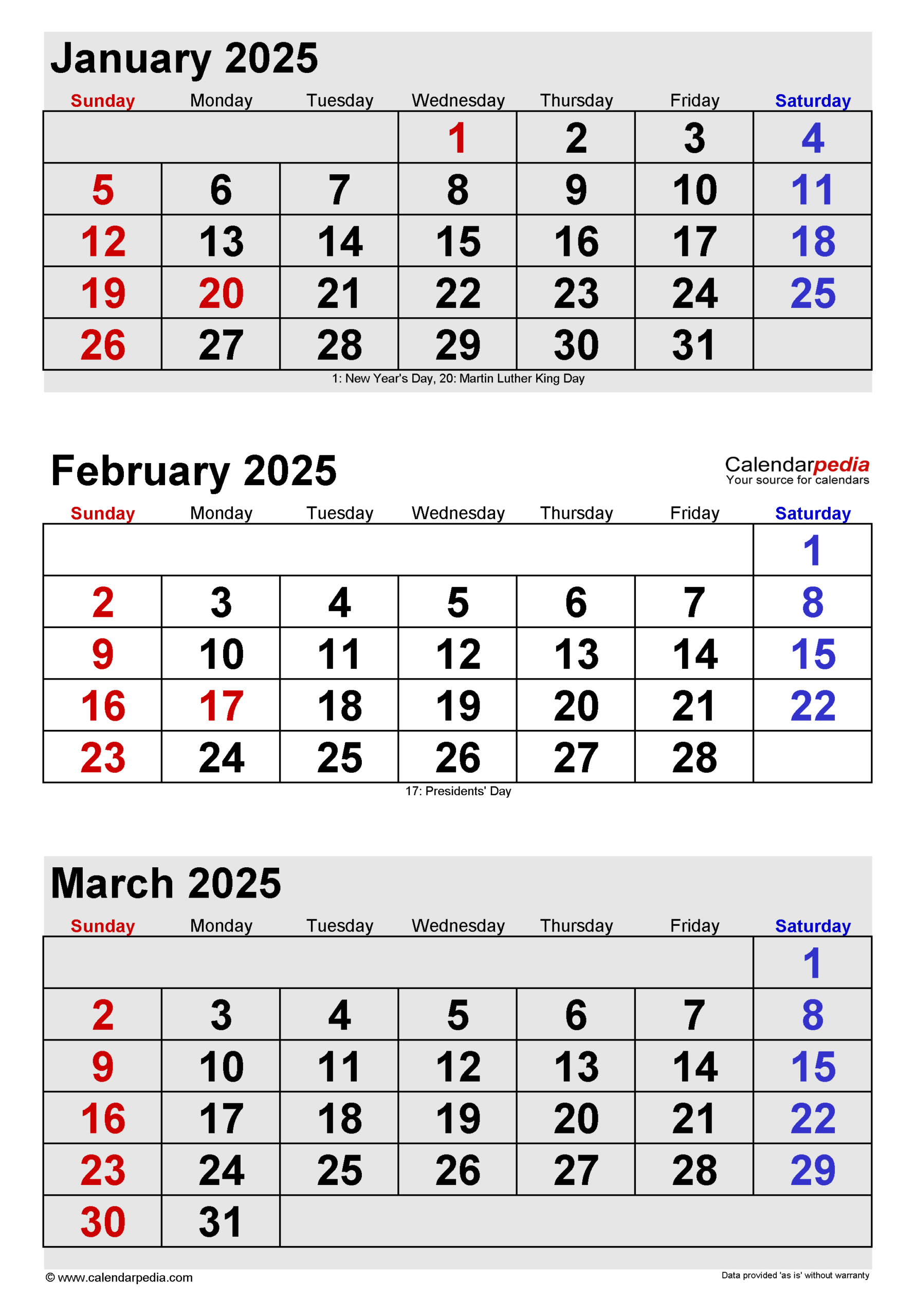 February 2025 Calendar | Templates For Word, Excel And Pdf for January February March 2025 Calendar Printable