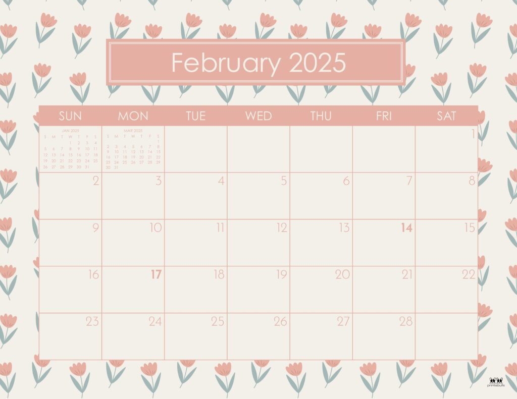 February 2025 Calendars - 107 Free Printables | Printabulls throughout Cute February 2025 Calendar Printable