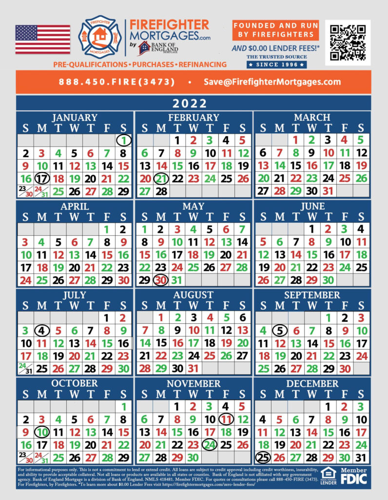 Firefighter Shift Calendars   Firefighter Mortgages® Regarding 48 96 Shift Calendar 2025 Printable