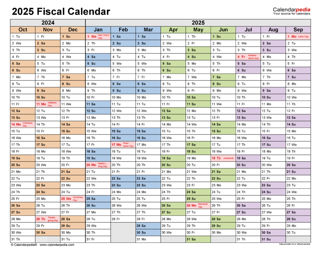 Fiscal Calendars 2025   Free Printable Word Templates Intended For Fiscal Calendar 2025 Printable