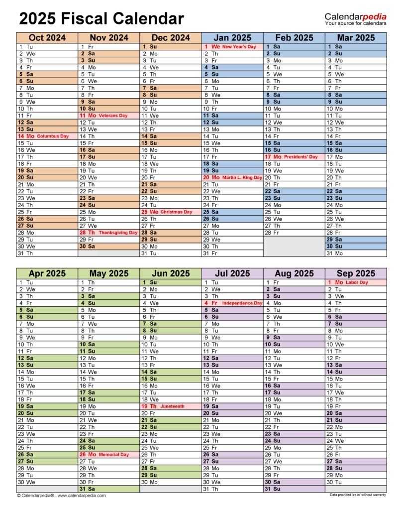 Fiscal Calendars 2025   Free Printable Word Templates With Fiscal Calendar 2025 Printable