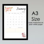 Floral Printable Calendar 2025, 12 Month With Notes Option Intended For Printable Calendar 2025 Floral