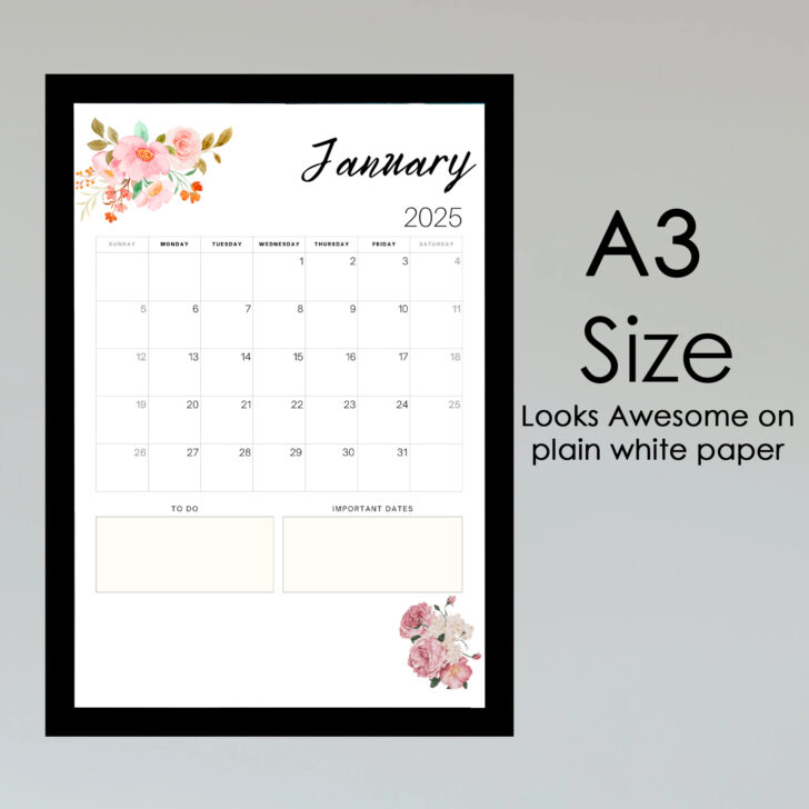 2025 Calendar Printable Floral