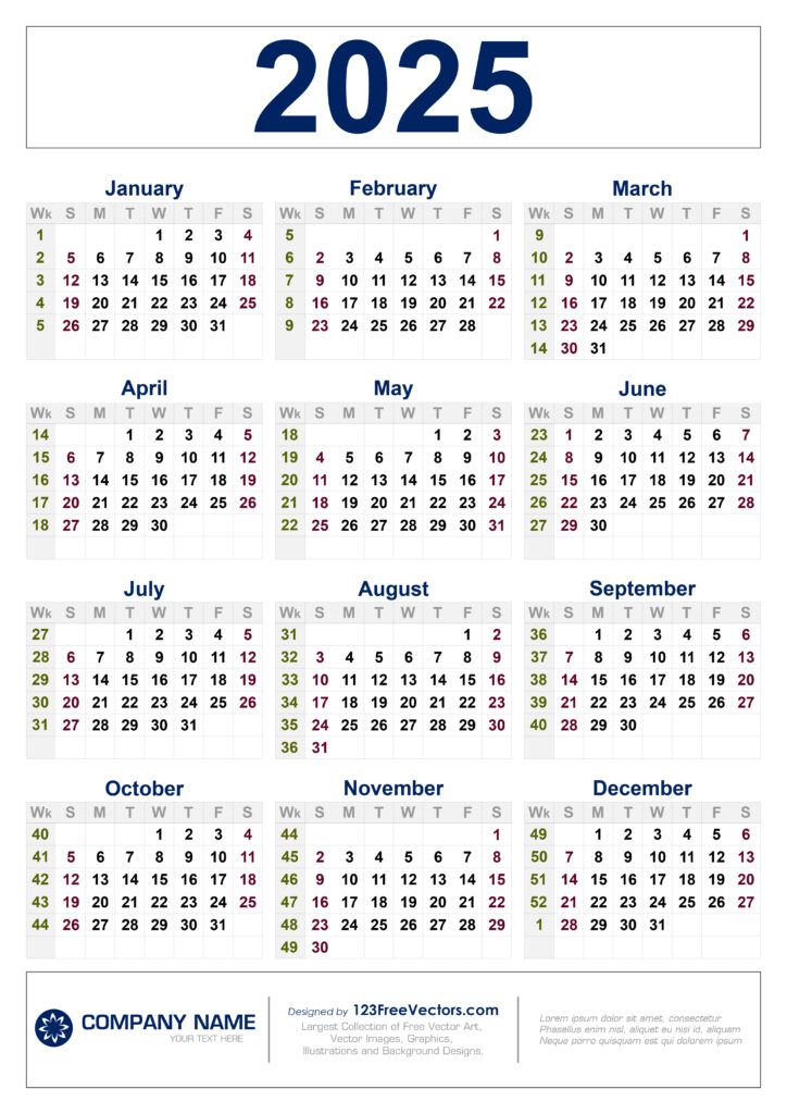 Free 2025 Calendar With Week Numbers Pertaining To Free Printable Calendar 2025 With Week Numbers