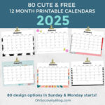 Free 2025 Calendars — 80 Beautiful & Printable Options For You! In Calendar 2025 Printable Months