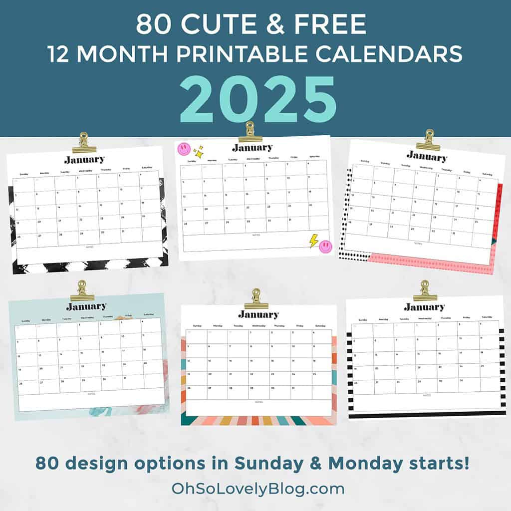 Free 2025 Calendars — 80 Beautiful &amp;amp; Printable Options For You! in Calendar 2025 Printable Months