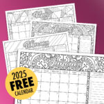 Free 2025 Printable Coloring Calendar  Sarah Renae Clark In Printable Coloring Calendar 2025