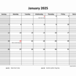 Free Download Printable Calendar 2025, Large Box Grid, Space For Notes For Calendar 2025 Printable Large