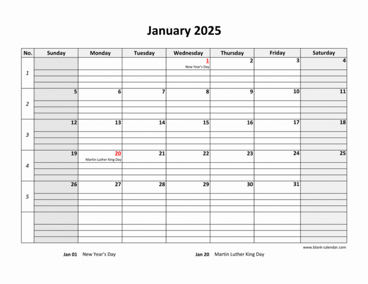 Large Printable Calendar 2025