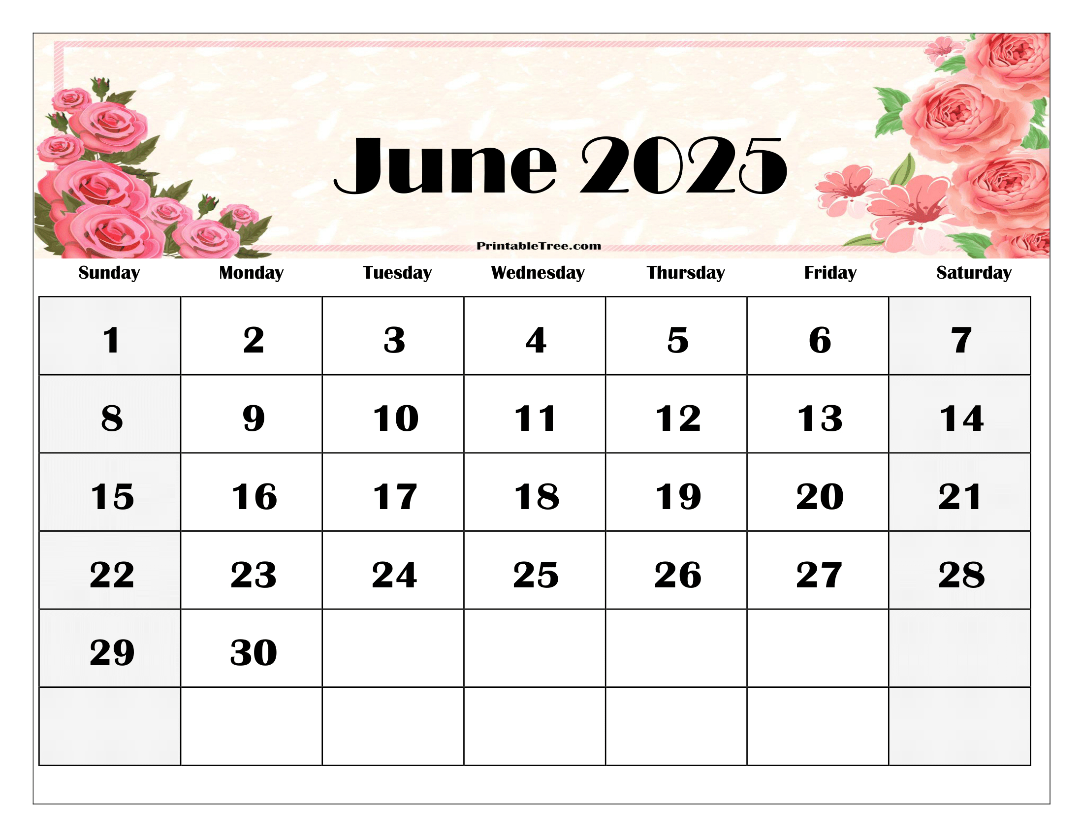 Free June 2025 Calendar Printable Pdf Template With Holidays inside July 2025-June 2025 Calendar Printable