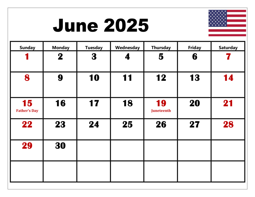 Free June 2025 Calendar Printable Pdf Template With Holidays Pertaining To June 2025 Calendar Printable With Holidays