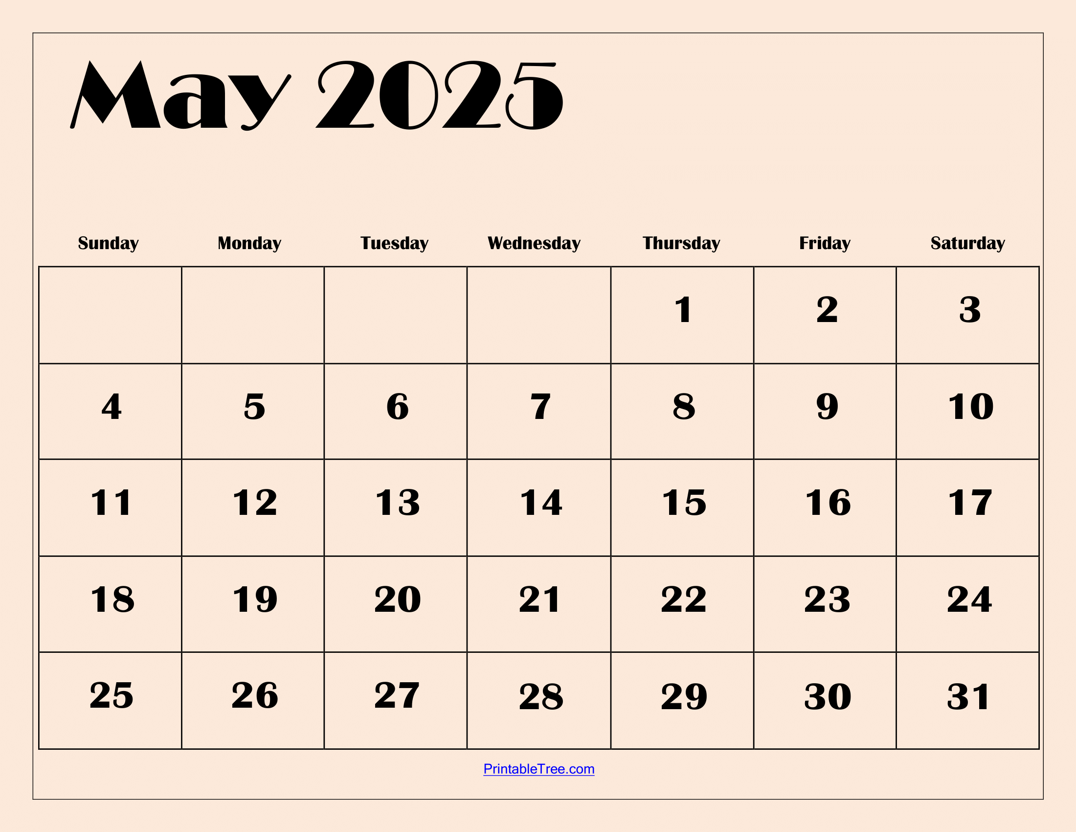 Free May 2025 Calendar Printable Pdf Template With Holidays inside August 2025 May 2025 Calendar Printable