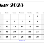 Free May 2025 Calendar Printable Pdf Template With Holidays Intended For May 2025 Blank Calendar Printable Free