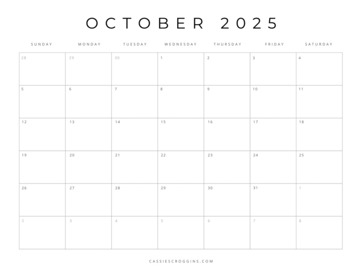 Monthly Free Printable 2025 Calendar Printable