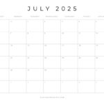 Free Printable 2025 Blank Calendar Templates (All 12 Months) Intended For May June July 2025 Calendar Printable