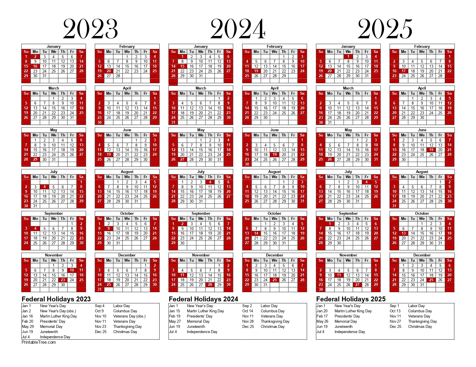 Free Printable 3 Year Calendar 2023, 2024 &amp;amp; 2025 Pdf Templates for 3 Year Calendar 2024 To 2025 Printable