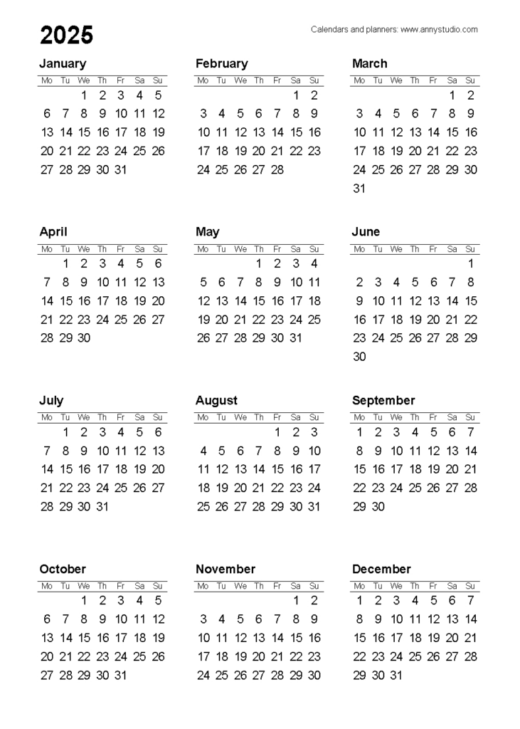 Free Printable Calendars And Planners 2025, 2026 And 2027 Inside 2025 Calendar A4 Printable