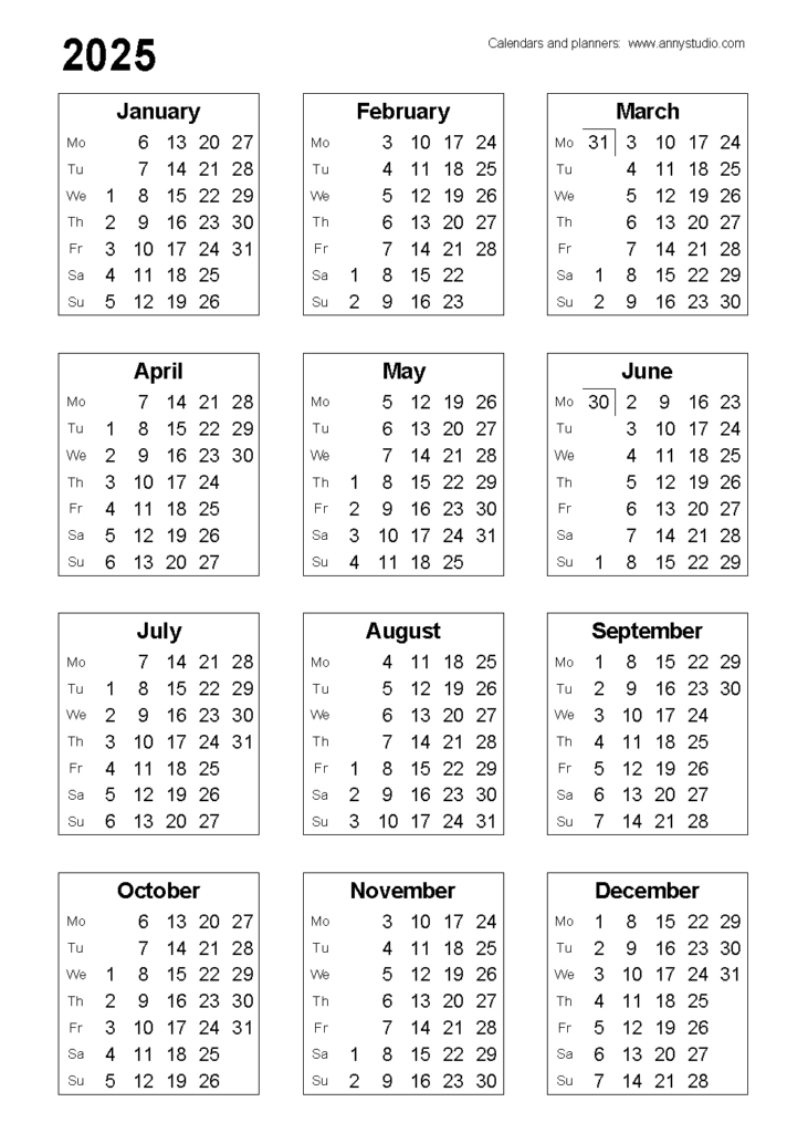 Free Printable Calendars And Planners 2025, 2026 And 2027 Inside Free Printable Wallet Calendar 2025