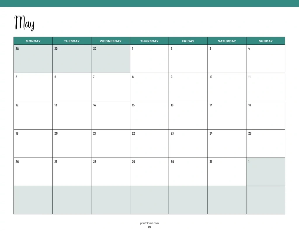 Free Printable May 2025 Calendar - 40+ Free Pdf Calendars regarding Free Printable Blank Monthly Calendar 2025