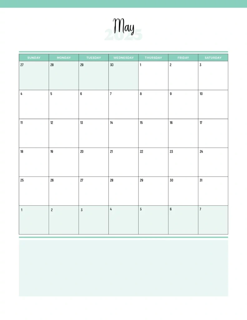 Free Printable May 2025 Calendar - 40+ Free Pdf Calendars with Fitness Calendar 2025 Printable