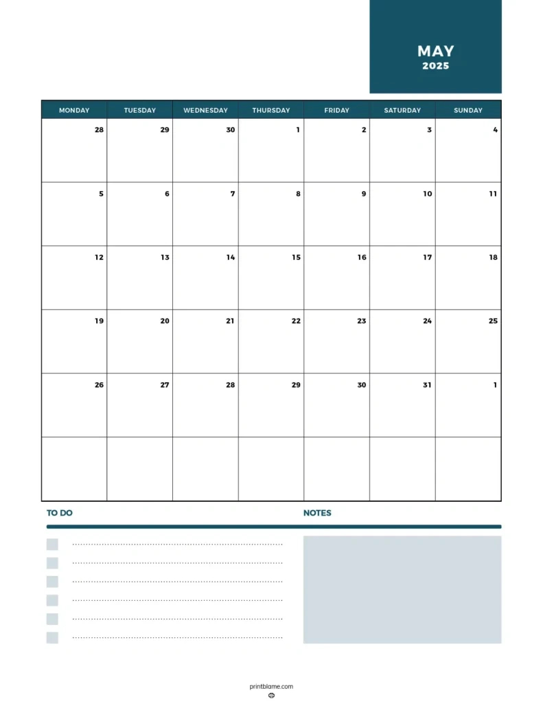 Free Printable May 2025 Calendar - 40+ Free Pdf Calendars with regard to Free Printable 2025 Calendar With Notes Section