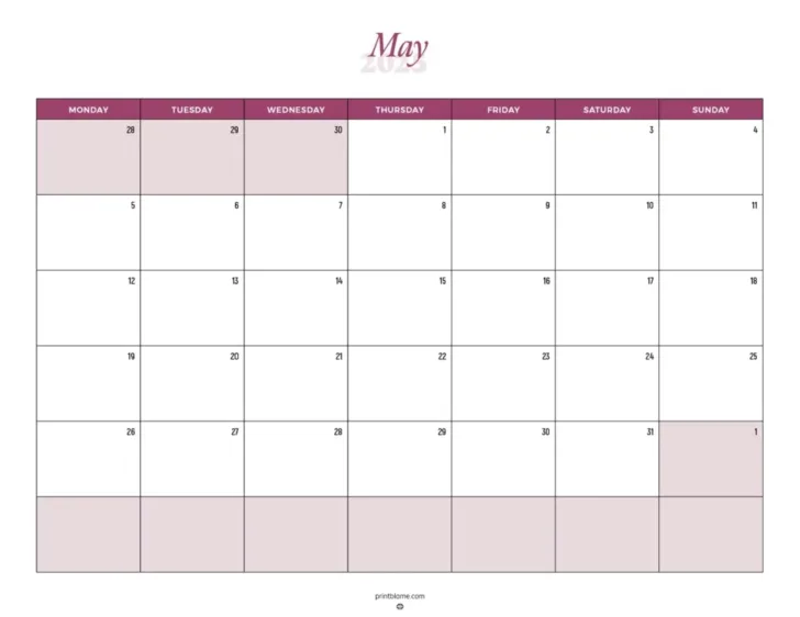 Printable 2025 Calendar Monday Start